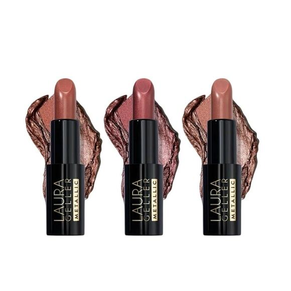 LAURA GELLER Modern Classic Metallic Lipstick Trio Safari Blaze, Whimsical Wine - Picture 1 of 9